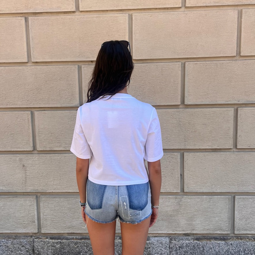 SANDRO  T-shirt bianca con strass