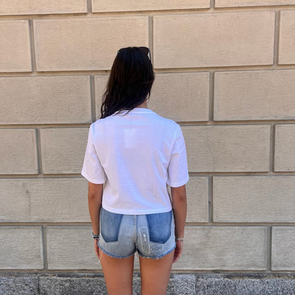 SANDRO  T-shirt bianca con strass