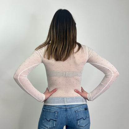 SANDRO Top in maglina semitrasparente a costine con punti luce