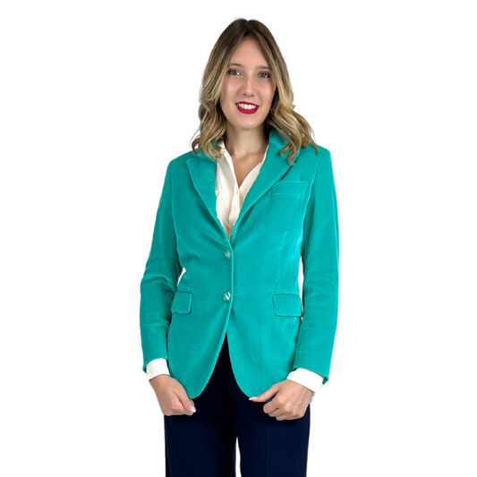 SAULINA Blazer in velluto color tiffany