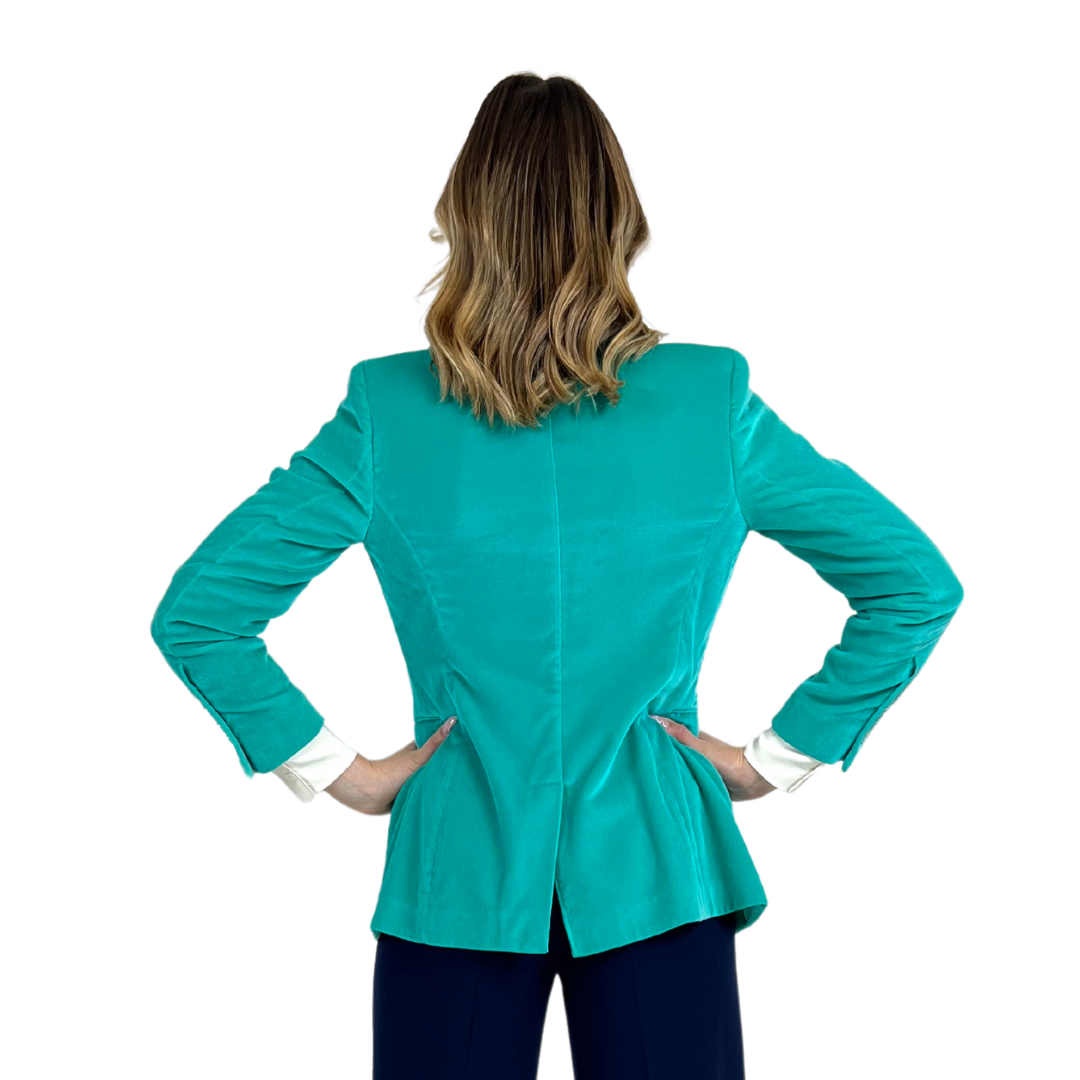 SAULINA Blazer in velluto color tiffany