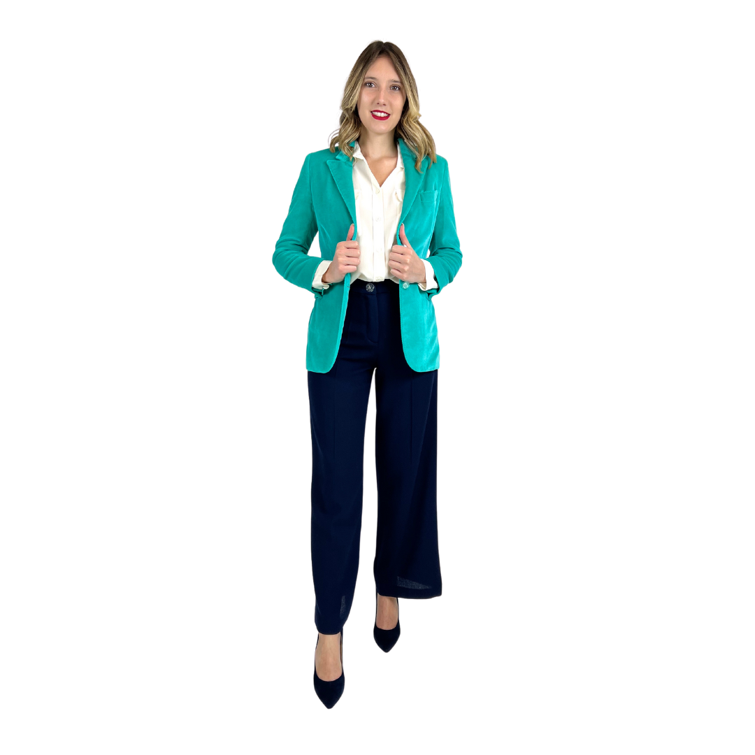 SAULINA Blazer in velluto color tiffany