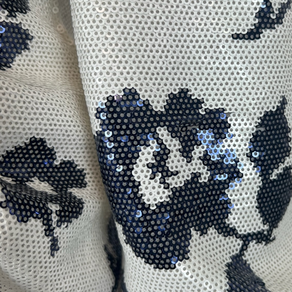 SELF PORTRAIT Abito in paillettes bianco con fiori blu