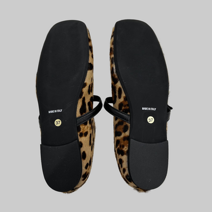 SEMBENI ALBERTO Scarpa ballerina in cavallino maculato con cinturino in pelle nera