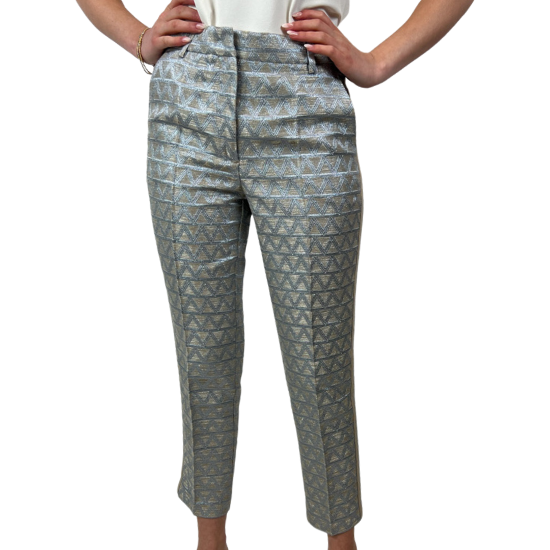 SEVENTY Pantalone fantasia filo lamé argento e oro