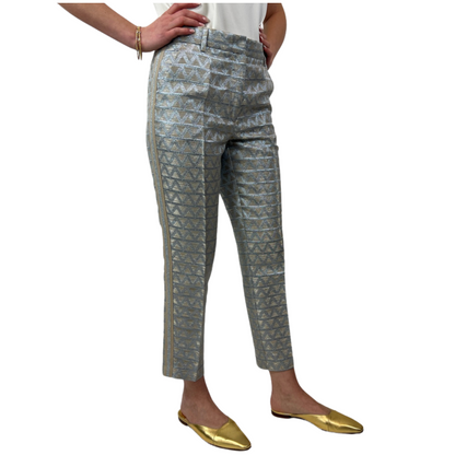 SEVENTY Pantalone fantasia filo lamé argento e oro