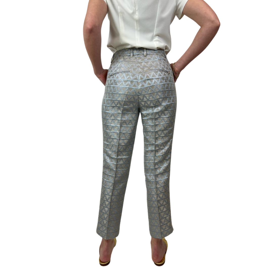 SEVENTY Pantalone fantasia filo lamé argento e oro