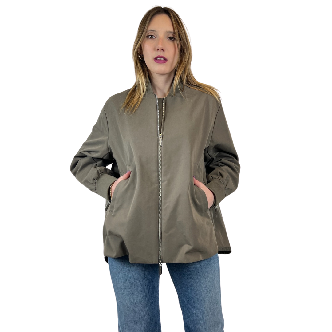 SKILLS MILANO Bomber verde militare con zip apribili sulle maniche