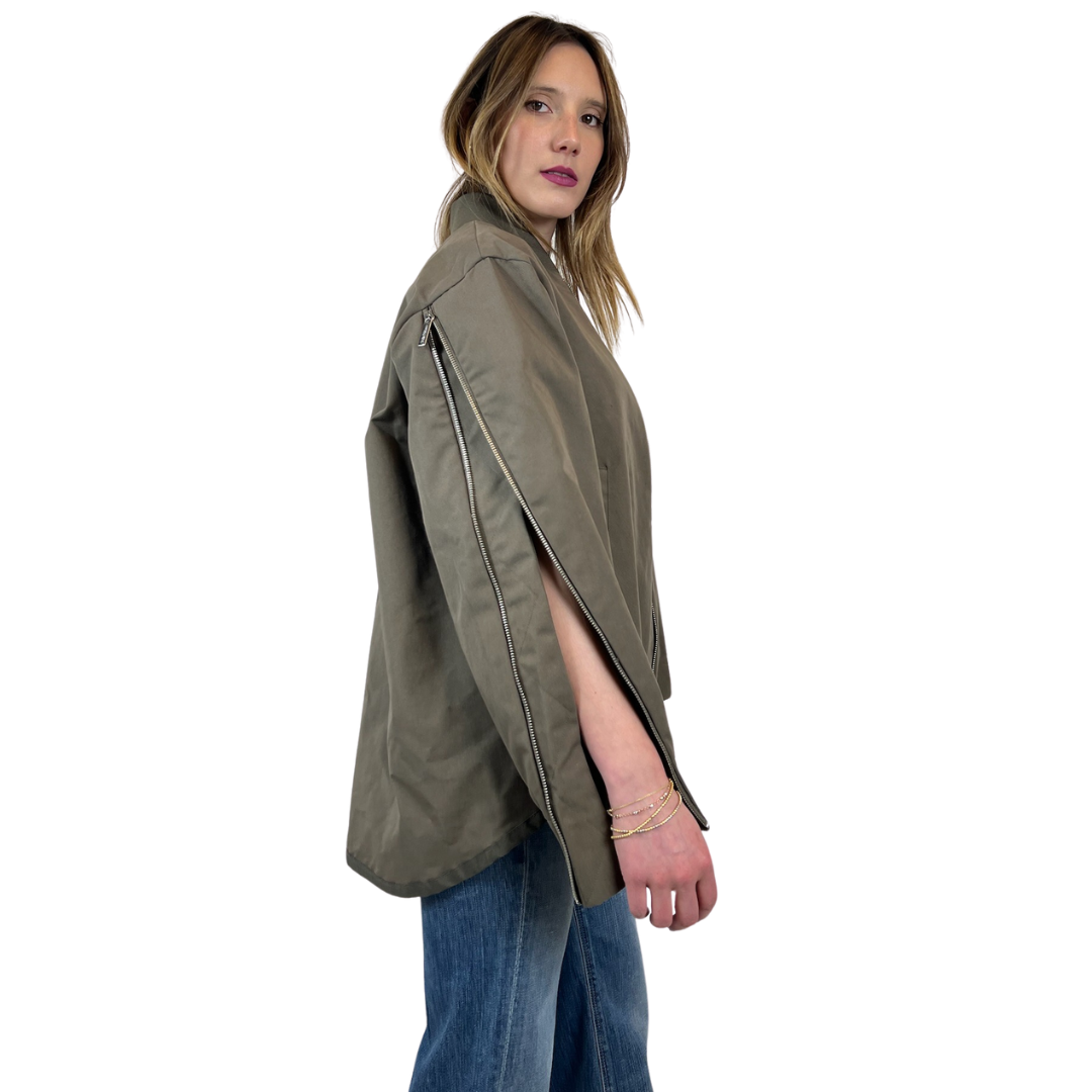 SKILLS MILANO Bomber verde militare con zip apribili sulle maniche