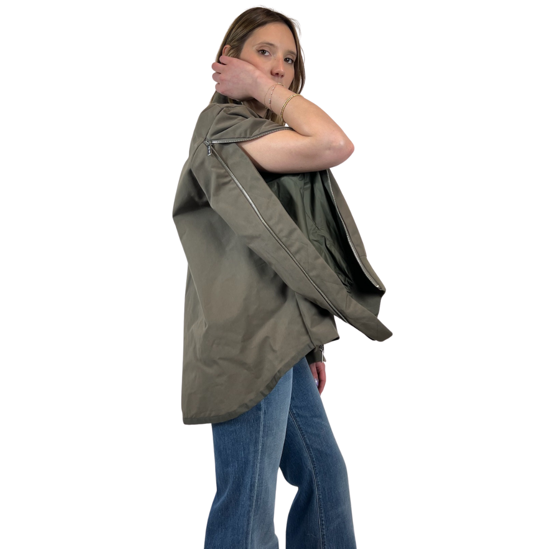 SKILLS MILANO Bomber verde militare con zip apribili sulle maniche