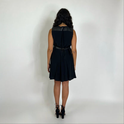 SPORTMAX Abito in pelle di nappa nera e schiena in seta