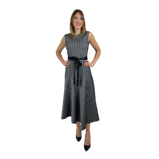 SPORTMAX Abito lungo in maglina nera e bianca
