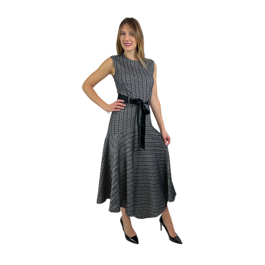 SPORTMAX Abito lungo in maglina nera e bianca