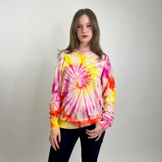 STELLA MC CARTNEY Maglione stampa batik giallo rosso e rosa