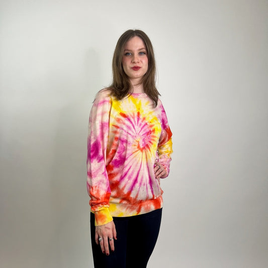 STELLA MC CARTNEY Maglione stampa batik giallo rosso e rosa
