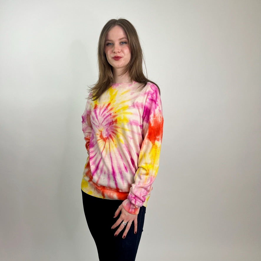STELLA MC CARTNEY Maglione stampa batik giallo rosso e rosa