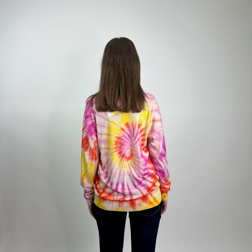 STELLA MC CARTNEY Maglione stampa batik giallo rosso e rosa