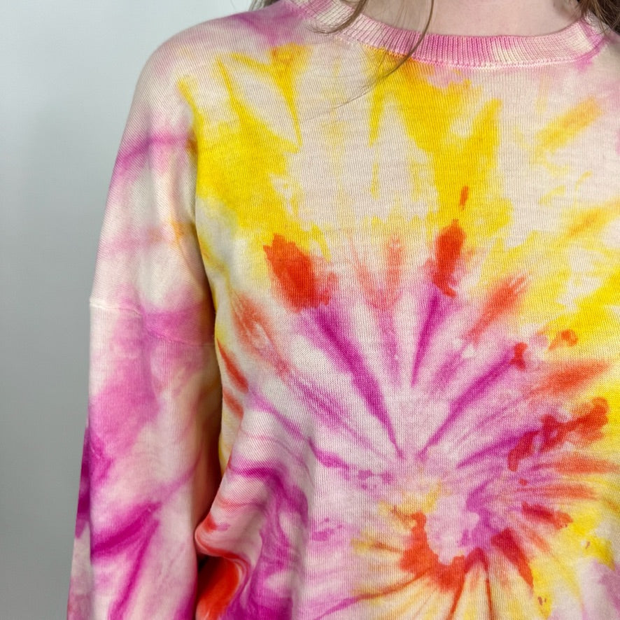 STELLA MC CARTNEY Maglione stampa batik giallo rosso e rosa