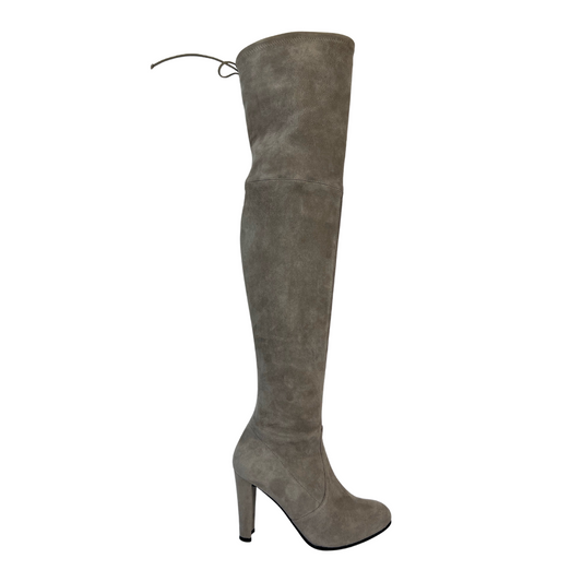 STUART WEITZMAN Stivale cuissard in pelle scamosciata grigio