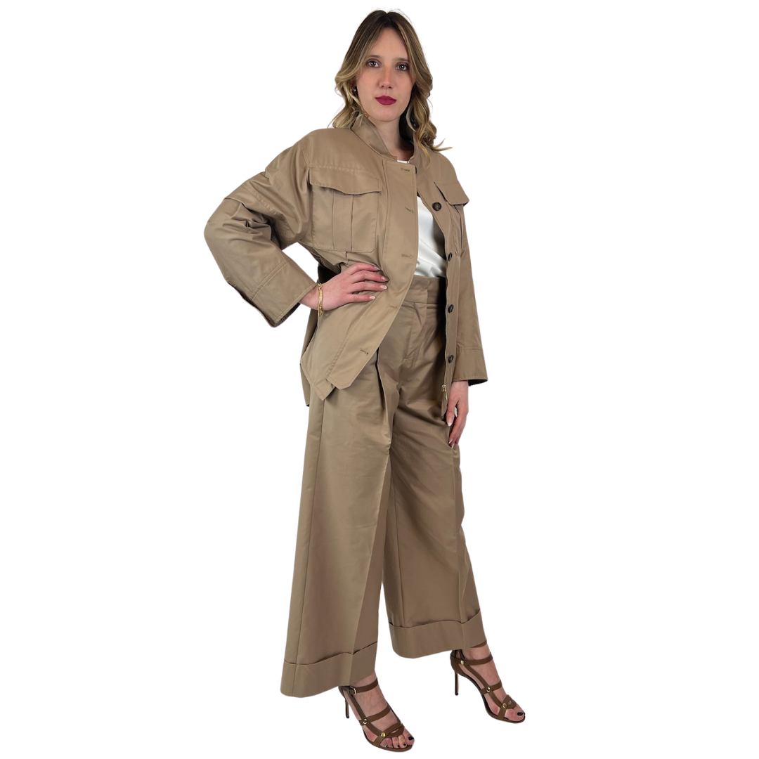 'S MAX MARA Completo safari beige giacca e pantaloni