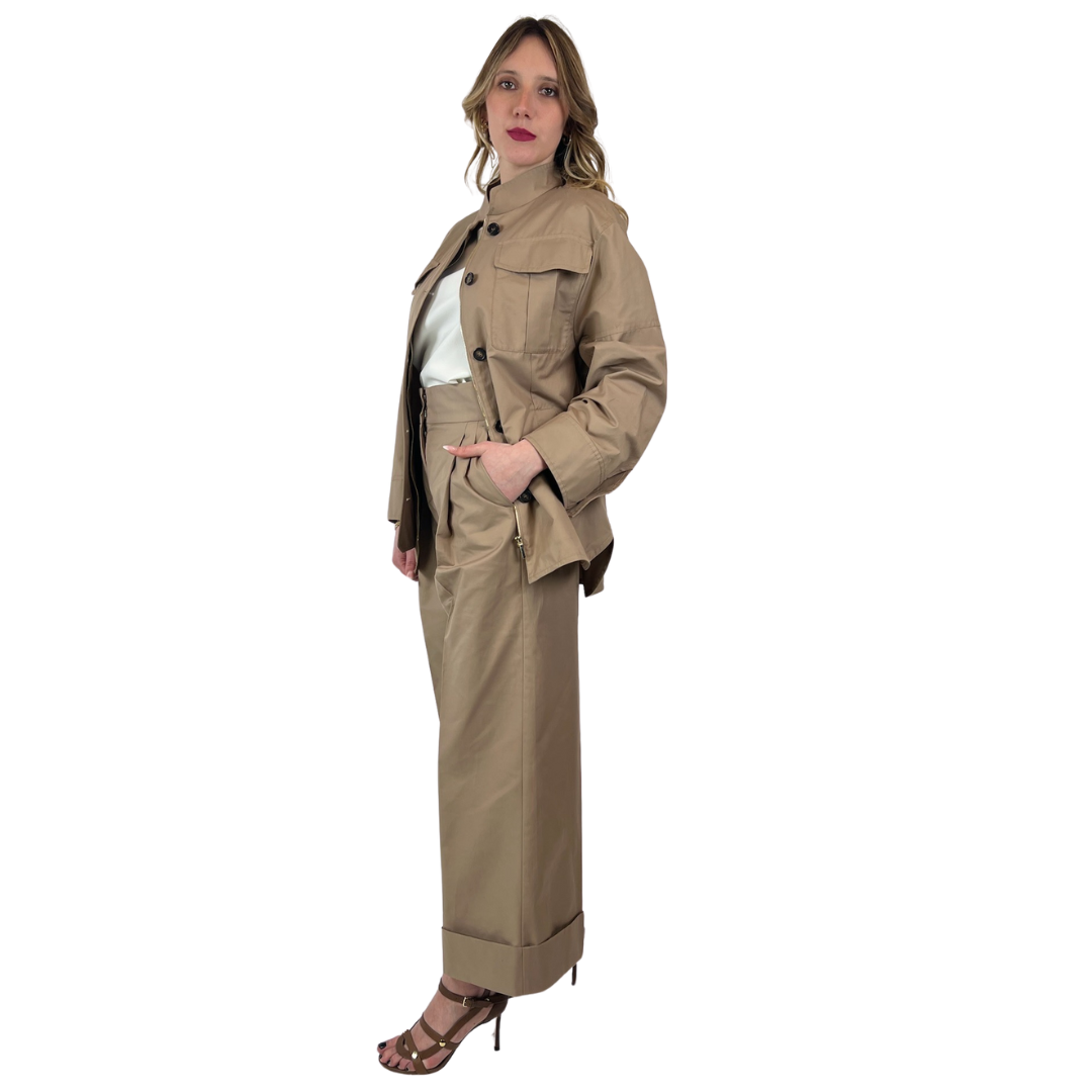 'S MAX MARA Completo safari beige giacca e pantaloni