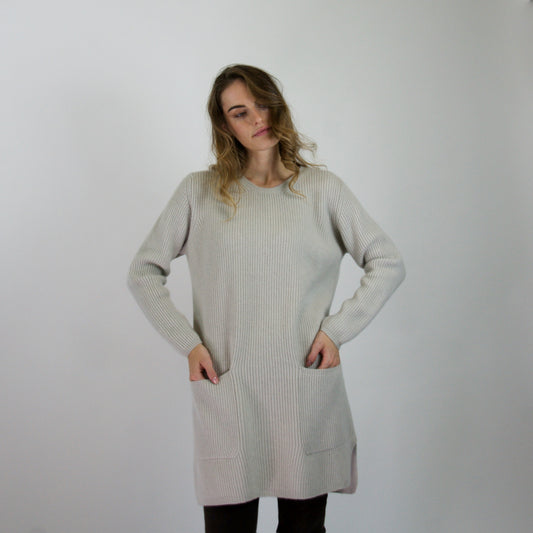 'S MAX MARA maglione lungo in cashmere grigio perla
