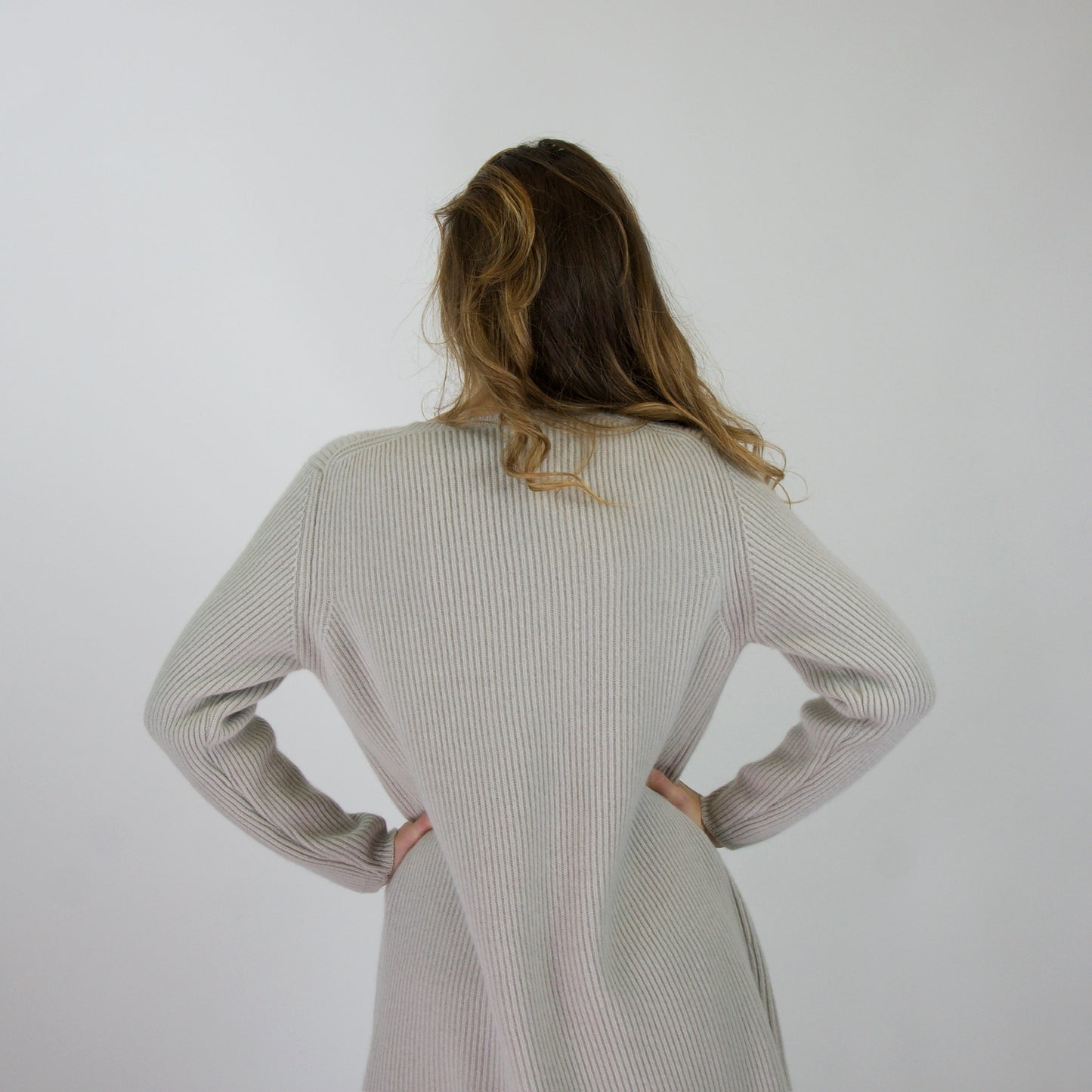 'S MAX MARA maglione lungo in cashmere grigio perla