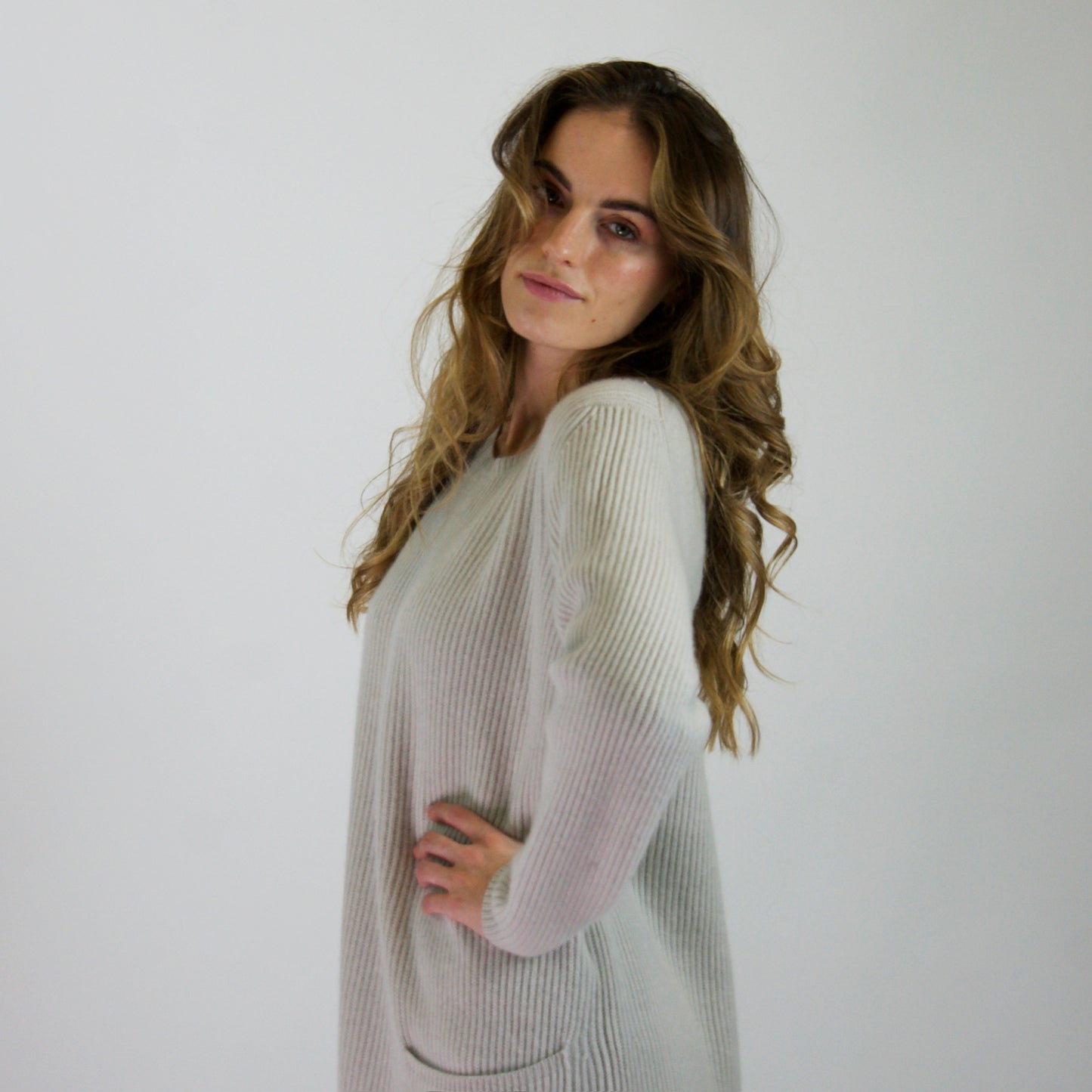 'S MAX MARA maglione lungo in cashmere grigio perla