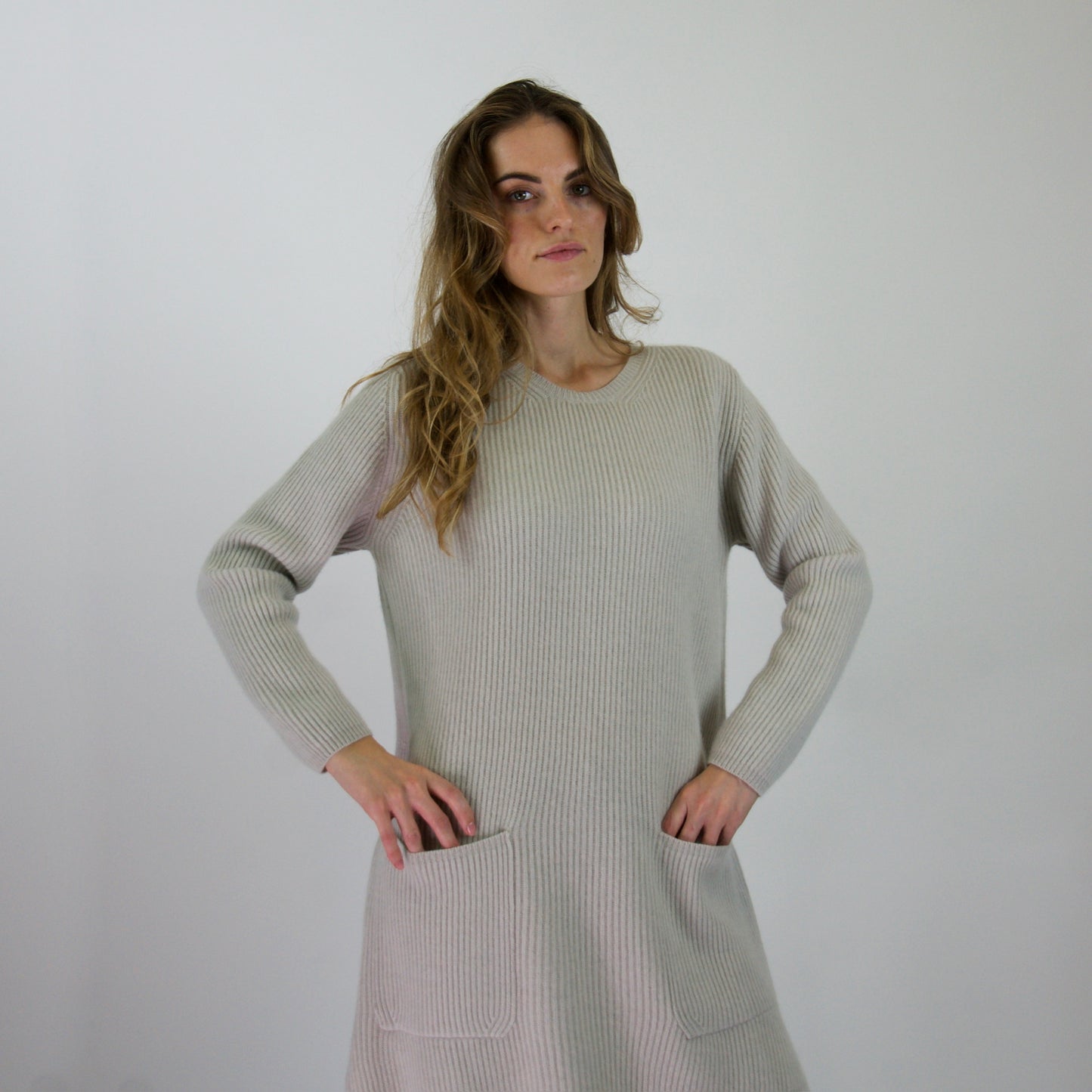 'S MAX MARA maglione lungo in cashmere grigio perla