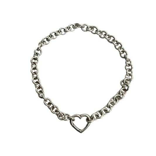 Collana argento 925 a catena grossa con cuore aperto estraibile     Brand: Tiffany Condizioni: Buone
