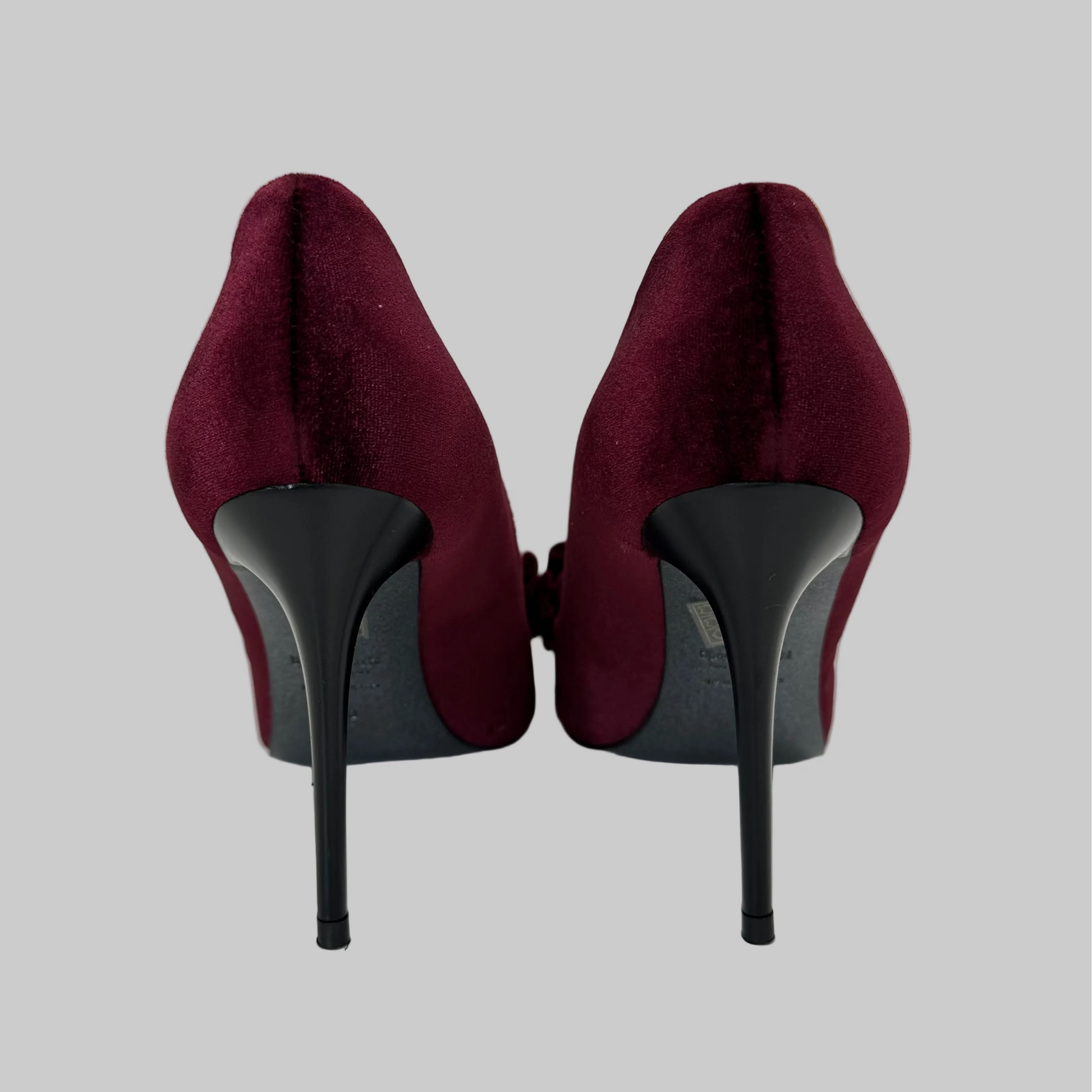 TIPE E TACCHI Scarpa décolleté velluto rosso burgundi con fiocco e pietre