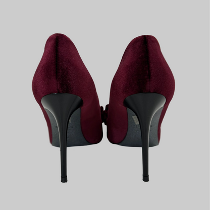 TIPE E TACCHI Scarpa décolleté velluto rosso burgundi con fiocco e pietre