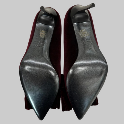 TIPE E TACCHI Scarpa décolleté velluto rosso burgundi con fiocco e pietre