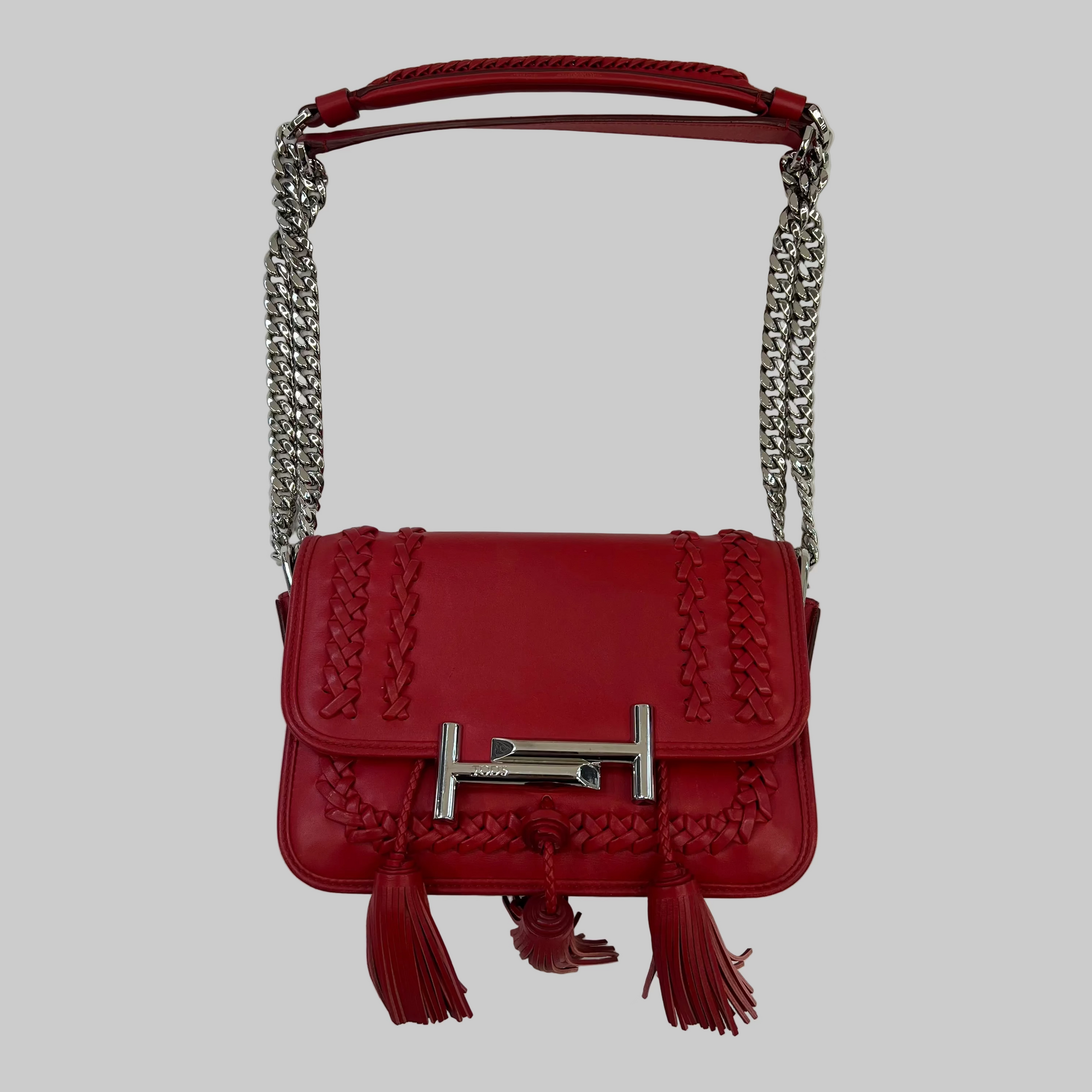 TOD'S Borsa in pelle rossa "Double T"
