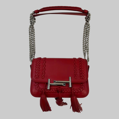 TOD'S Borsa in pelle rossa "Double T"