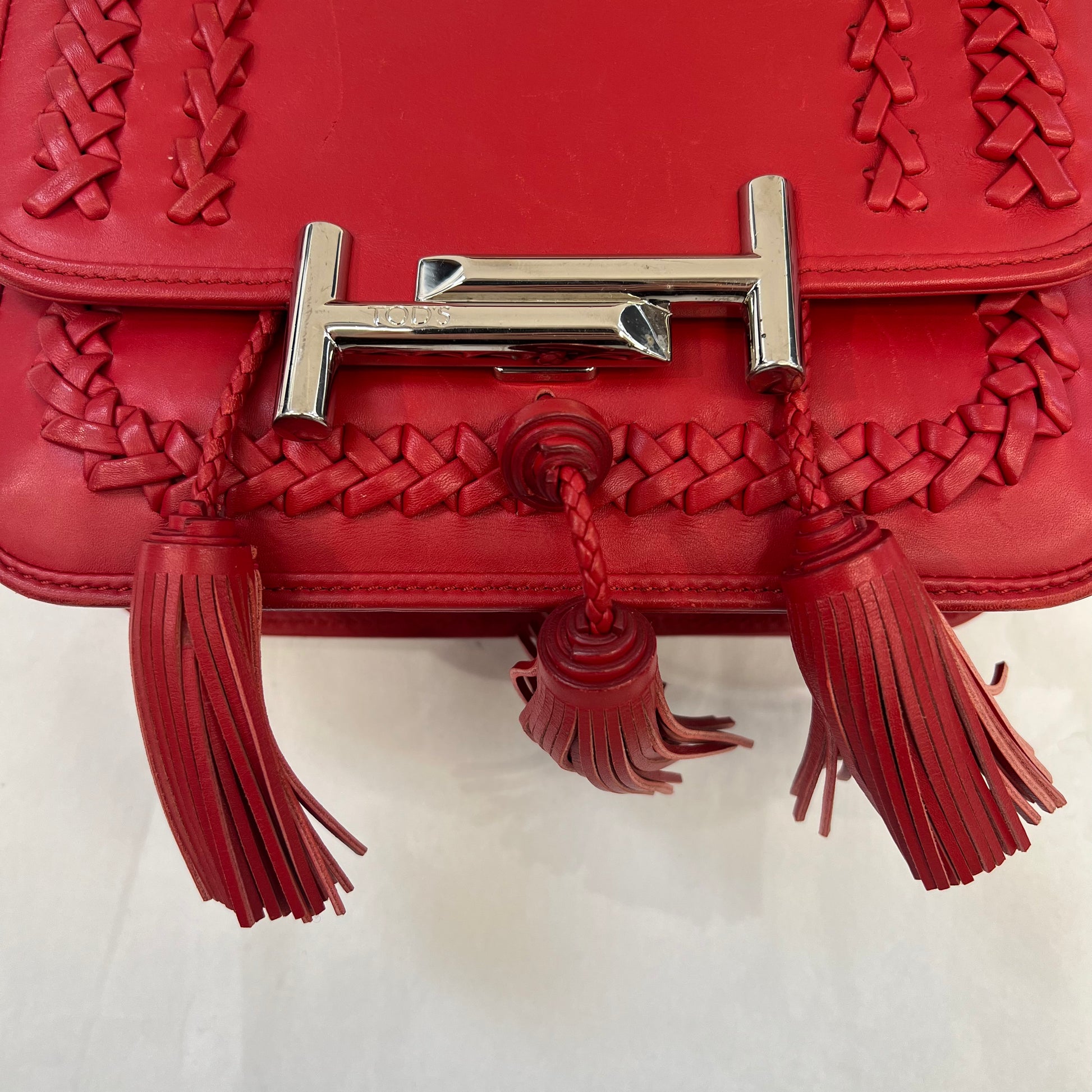 TOD'S Borsa in pelle rossa "Double T"