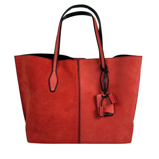 TOD'S Borsa shopping grande scamosciata rossa