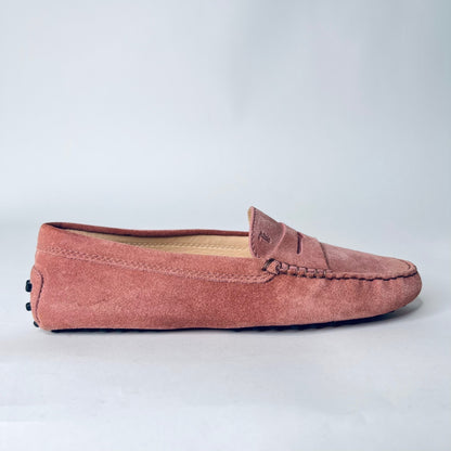 TOD'S Scarpa mocassino in pelle scamosciata rosa cipria