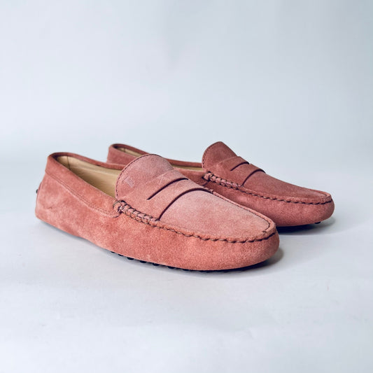 TOD'S Scarpa mocassino in pelle scamosciata rosa cipria