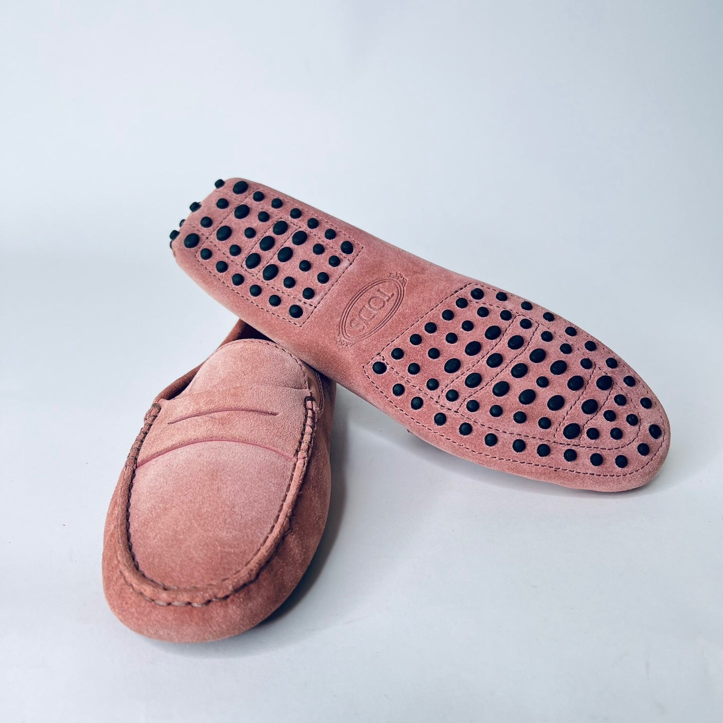 TOD'S Scarpa mocassino in pelle scamosciata rosa cipria