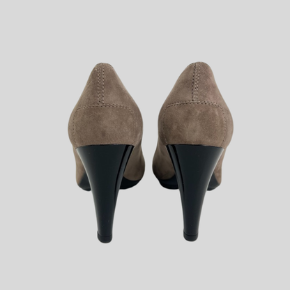 TOD'S Scarpe decolletè in camoscio tortora con gommini