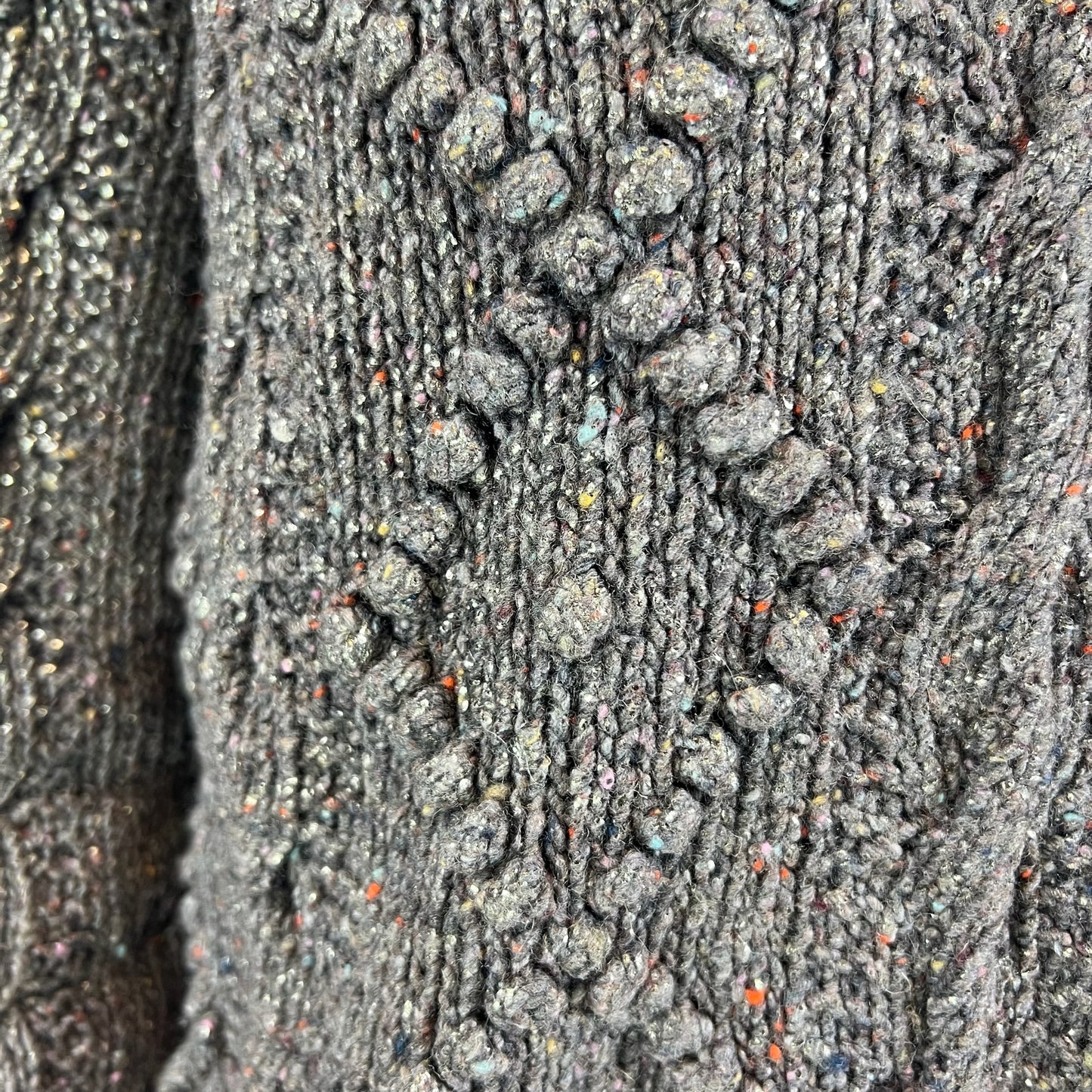 TORY BURCH Maglione grigio marrone melange con rombi e trecce