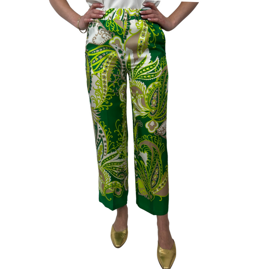 TRUE ROYAL Pantalone in seta fondo bianco