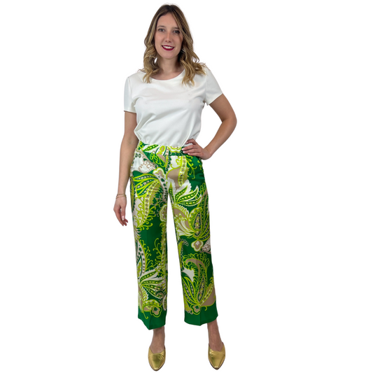 TRUE ROYAL Pantalone in seta fondo bianco