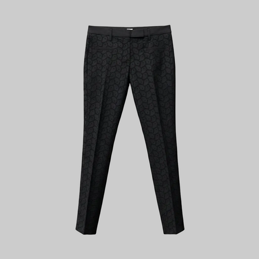 TRUE ROYAL Pantalone nero effetto pizzo