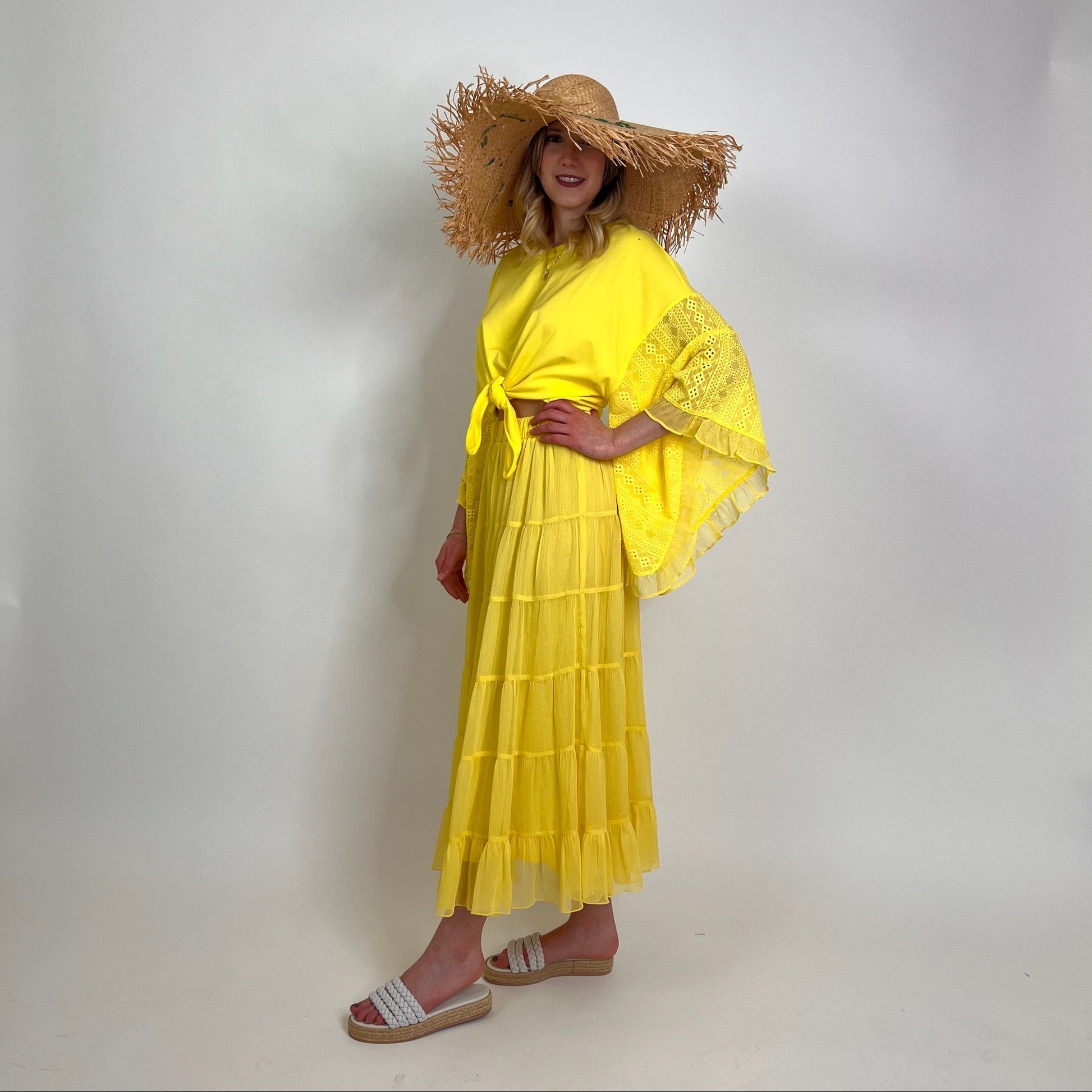 TWIN SET Completo gonna e casacca gialli