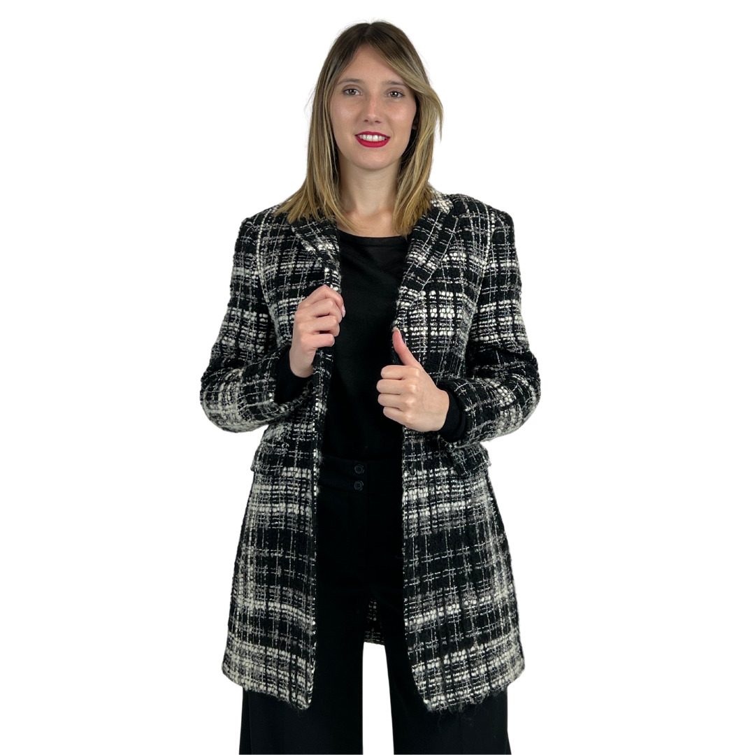 Tagliatore cappotto sfoderato nero e bianco check