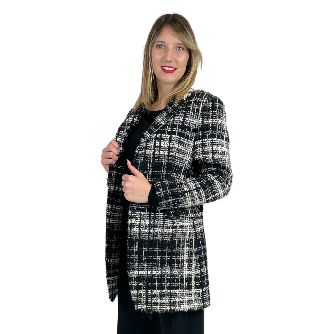 Tagliatore cappotto sfoderato nero e bianco check