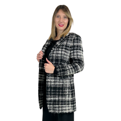 Tagliatore cappotto sfoderato nero e bianco check