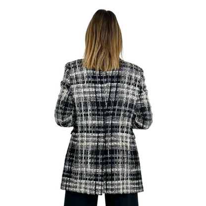Tagliatore cappotto sfoderato nero e bianco check